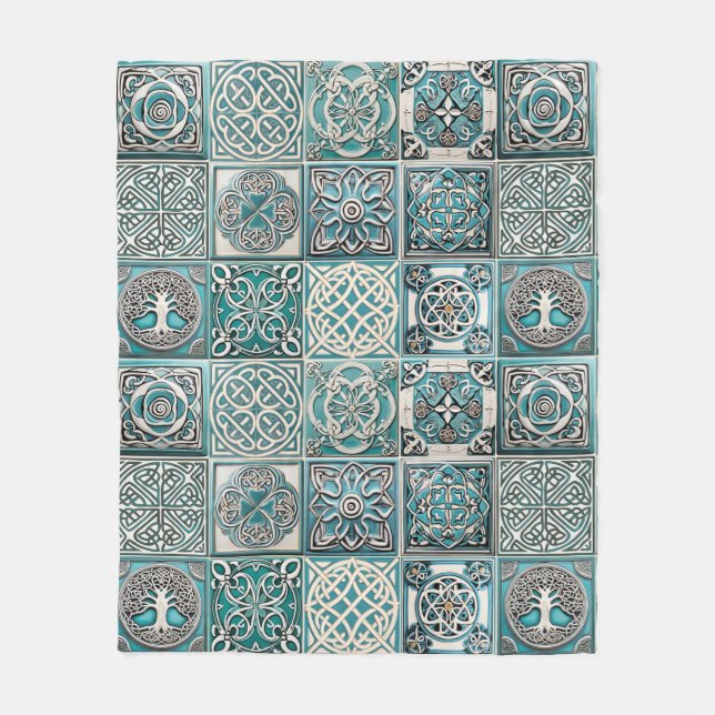 Manta Polar Baldosas Celtas Irlandesas (Anverso)