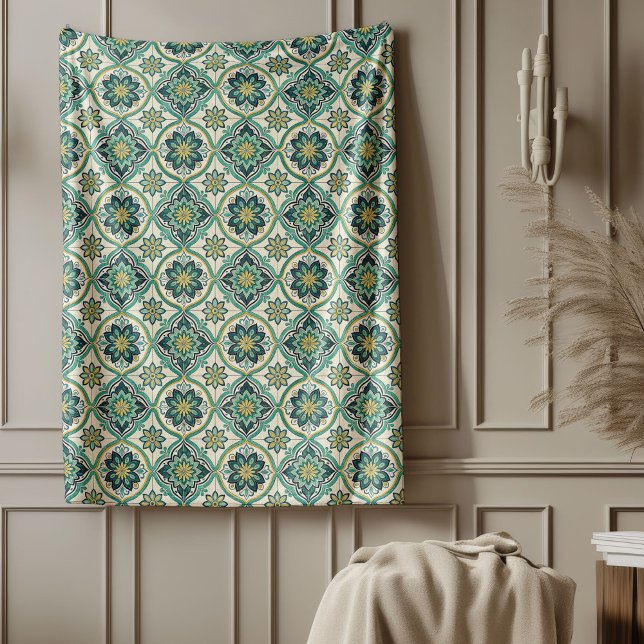 Manta Polar Baldosas clásicas mediterráneas cálidas e invitant (Classic Mediterranean Tiles Warm Inviting Space Fleece Blanket)