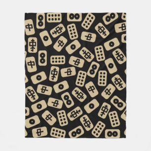 Manta Polar Baldosas de Mahjong marrones en negro
