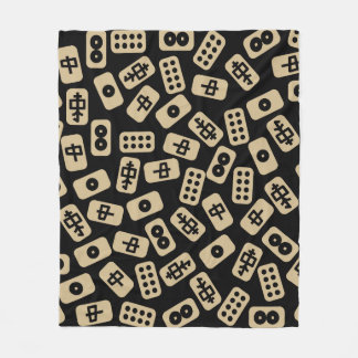 Manta Polar Baldosas de Mahjong marrones en negro