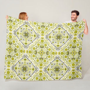 Manta Polar Baldosas florales en verde