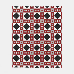 Manta Polar Baldosas geométricas en colores rojo, negro y blan