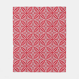 Manta Polar Baldosas marroquíes - rojo oscuro y blanco