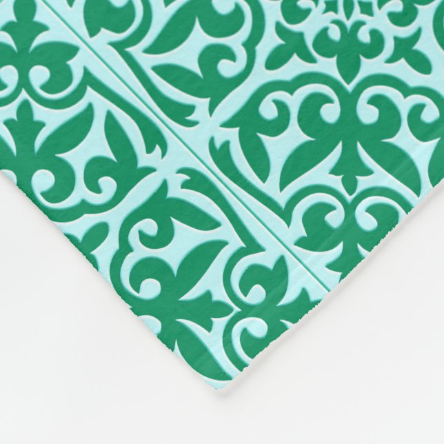 Manta Polar Baldosas marroquíes - turquesa y agua (Esquina)