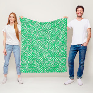 Manta Polar Baldosas marroquíes - verde jade y blanco