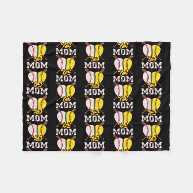 Manta Polar Ball Mom Softball Baseball Amantes de divertida ma (Frente (Horizontal))