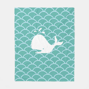 Manta Polar Ballena en Océano Ondulado Verde Azul