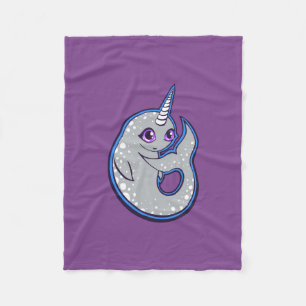 Manta Polar Ballena gris con diseño de dibujo en tinta plana