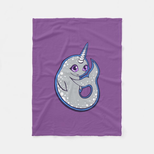 Manta Polar Ballena gris con diseño de dibujo en tinta plana (Anverso)