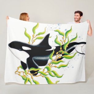 Manta Polar ballena orca en el arte de la tinta del bosque Kel