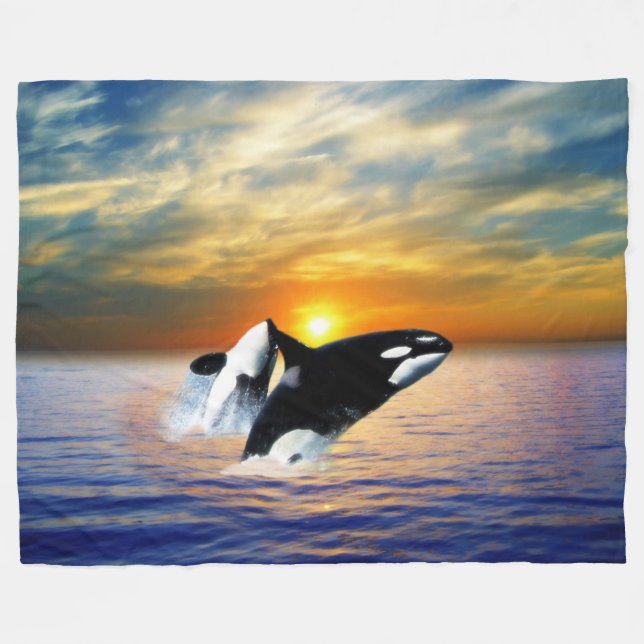 Manta Polar Ballenas al atardecer (Frente (Horizontal))