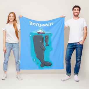 Manta Polar Ballenas cortas y ilustracion personalizado de vel