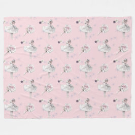 Manta Polar Ballerina de cisne blanca en rosa de nieve
