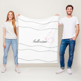 Manta Polar Ballerina minimalista y mariposa rosa blanca