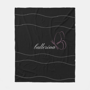 Manta Polar Ballerina minimalista y mariposa rosa negra
