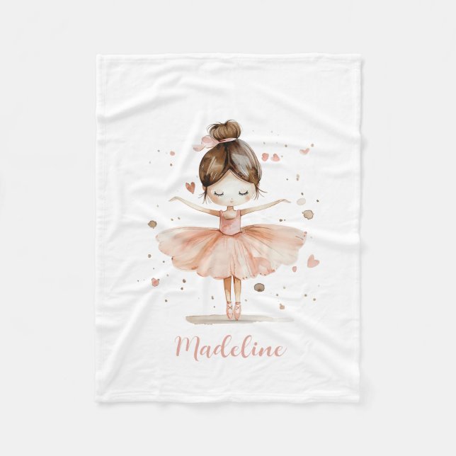 Manta Polar Ballerina Nombre Personalizado Girly (Anverso)