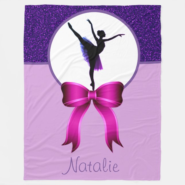 Manta Polar Ballerina Purple Purpurina y Bow Fleece Blanket (Anverso)
