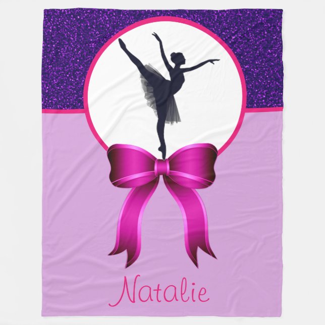 Manta Polar Ballerina Purpurina y Bow Fleece Blanket (Anverso)