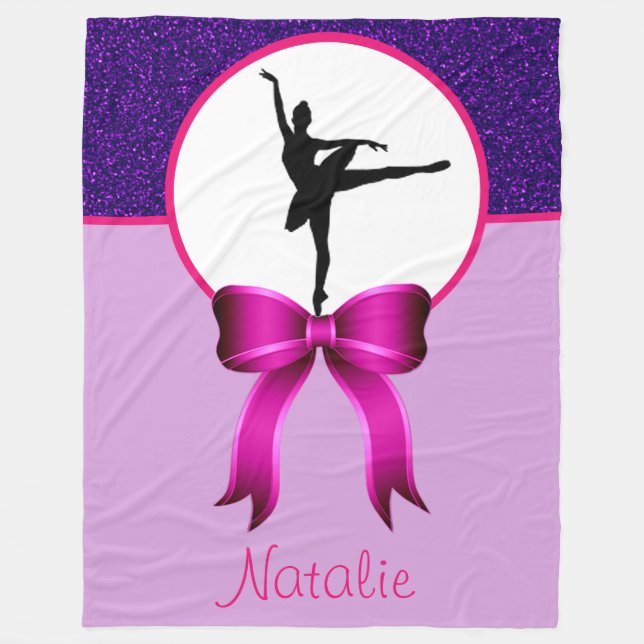 Manta Polar Ballerina Purpurina y Bow Fleece Blanket (Anverso)