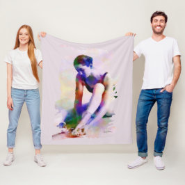 Manta Polar Ballerina rosa acuarela arte contemporáneo