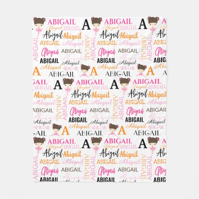 Manta Polar Ballerinas rosadas con nombre y colección de monog (Anverso)