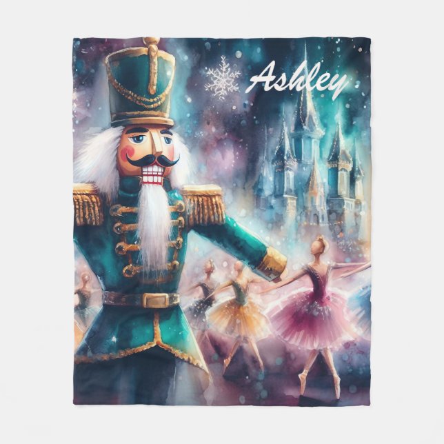Manta Polar Ballet de Navidades Nutcracker Ballerina Watercolo (Anverso)