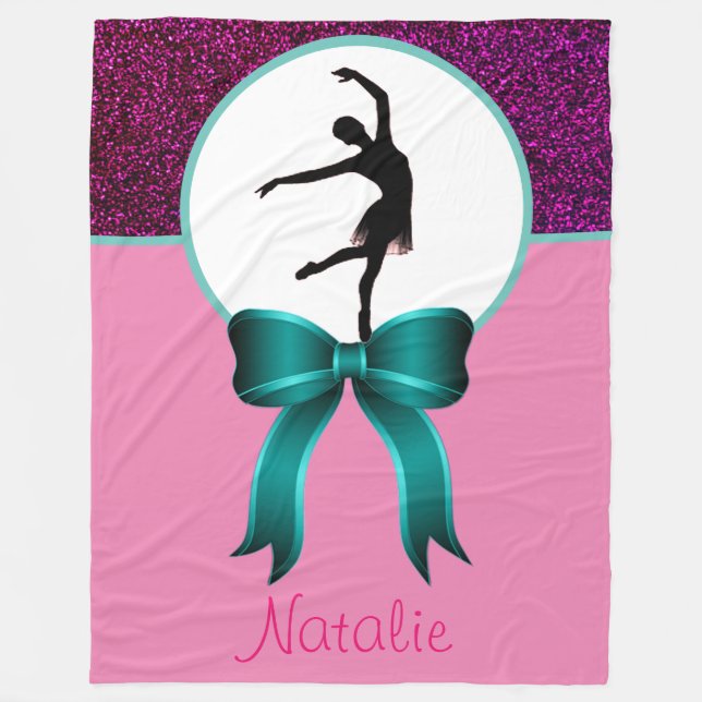 Manta Polar Ballet Purpurina de Baile y Bow Fleece Blanket (Anverso)