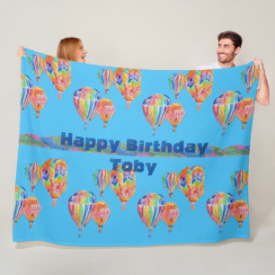 Manta Polar Balón de aire caliente Watercolor Boys Fleece Rug