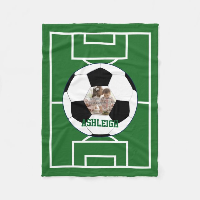 Manta Polar Balón de fútbol y plantilla personalizados de la (Anverso)