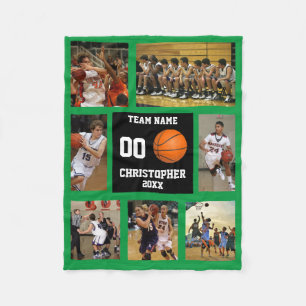 Manta Polar Baloncesto 7 Collage de fotos Grasa Verde Pequeña