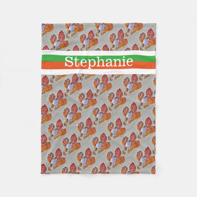 Manta Polar Baloncesto de golf Personalizado con nombre naranj (Anverso)