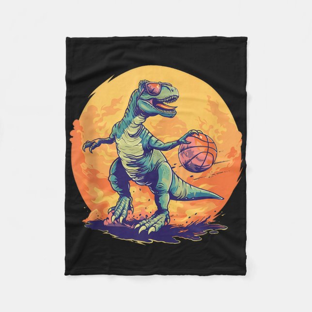 Manta Polar Baloncesto Dino T-rex Drawing Basketball Player Ar (Anverso)