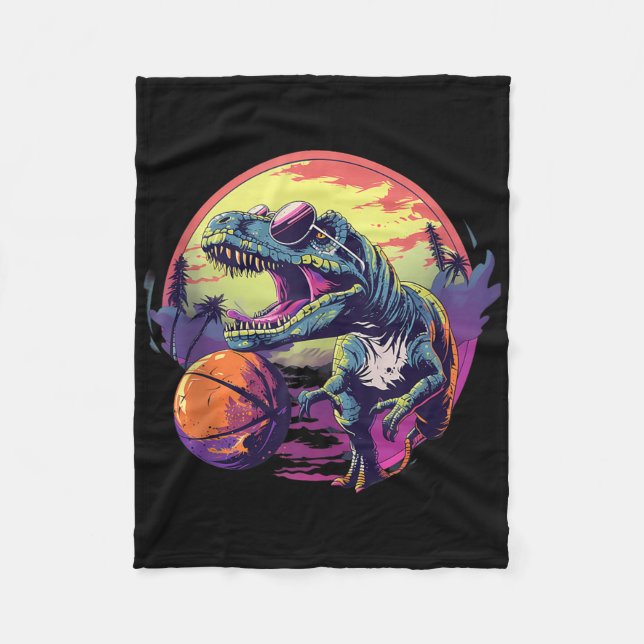 Manta Polar Baloncesto Dino T-rex Drawing Basketball Player Na (Anverso)