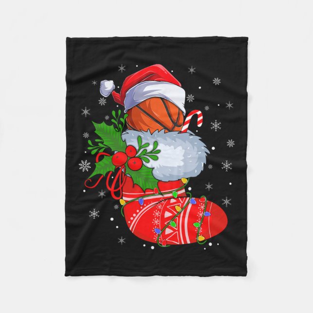 Manta Polar Baloncesto Gracioso En Navidades Socava Santa Bask (Anverso)