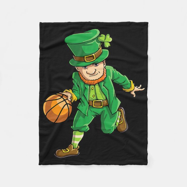 Manta Polar Baloncesto Leprechaun St Patricks Day Niños Me (Anverso)