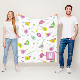 Manta Polar Baloncesto Monograma personalizado rosa verde azul