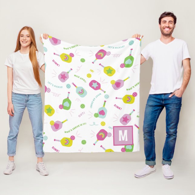 Manta Polar Baloncesto Monograma personalizado rosa verde azul (In situ)