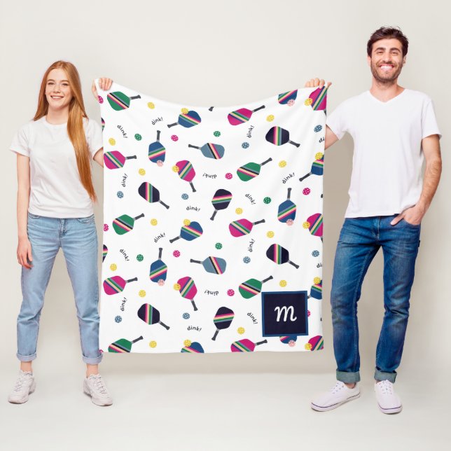 Manta Polar Baloncesto Monograma personalizado rosa verde azul (In situ)