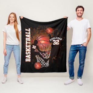 Manta Polar Baloncesto - Negro y Naranja - DIY Textos