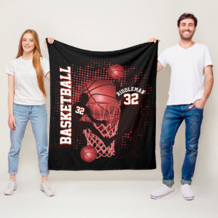 Manta Polar Baloncesto - Negro y Rojo - DIY Textos