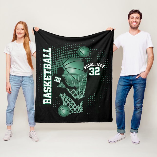 Manta Polar Baloncesto - Negro y Verde - DIY Textos (In situ)