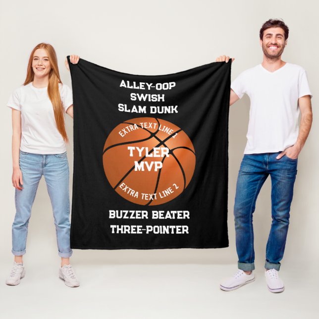 Manta Polar Baloncesto, Nombre, MVP/Número, 7 Líneas, Negro Vs (In situ)