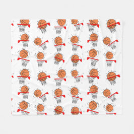 Manta Polar Baloncesto - Patrón de Pelota y Aro 