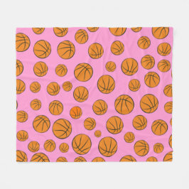 Manta Polar Balones de Baloncesto Patrón sobre Fondo Rosa 