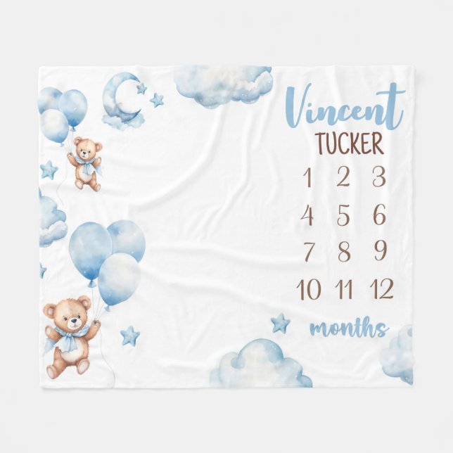 Manta Polar BALONES DE OSO DE NIÑO BALLONES Matrícula, globos  (Frente (Horizontal))