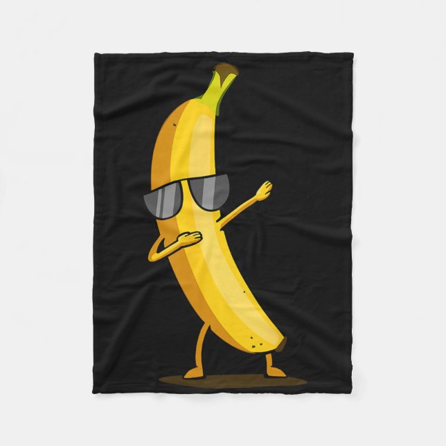 Manta Polar Banana Amarilla Dabbing - Fruta de baile divertida (Anverso)