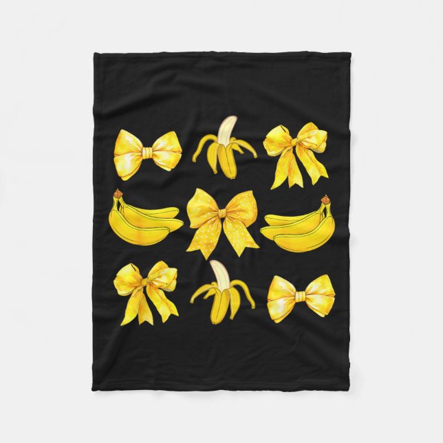 Manta Polar Banana Coquette Bow Yellow Bananas Festival Girls  (Anverso)