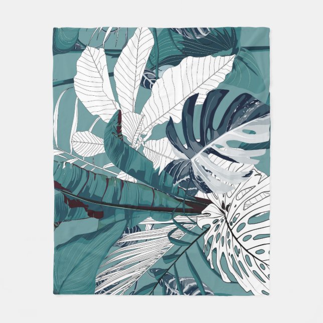 Manta Polar Bananas Tropicales Monstera: Implacable. (Anverso)