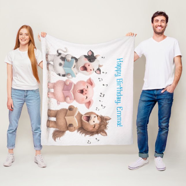 Manta Polar Banda de Animales de Granja Cumpleaños (In situ)