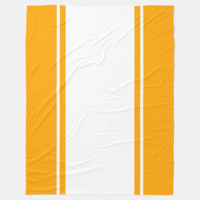 Manta Polar Banda de Carreras blanca esporádica ordeños Naranj (Anverso)